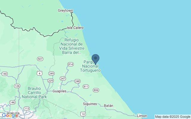 Kaart met locatie Centrum van Tortuguero